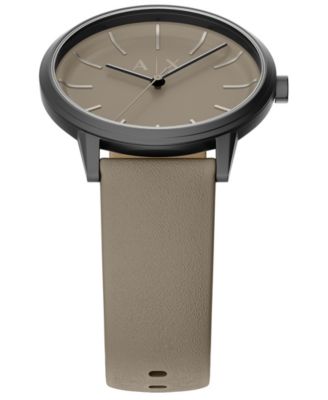 Armani Exchange Men's Quartz Three-Hand Gray Leather Watch, 42mm