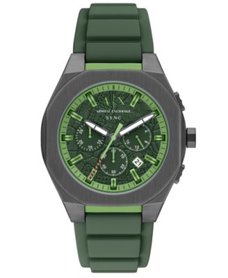 Armani Exchange Men's Sync Quartz Chronograph Green Silicone Watch, 44mm