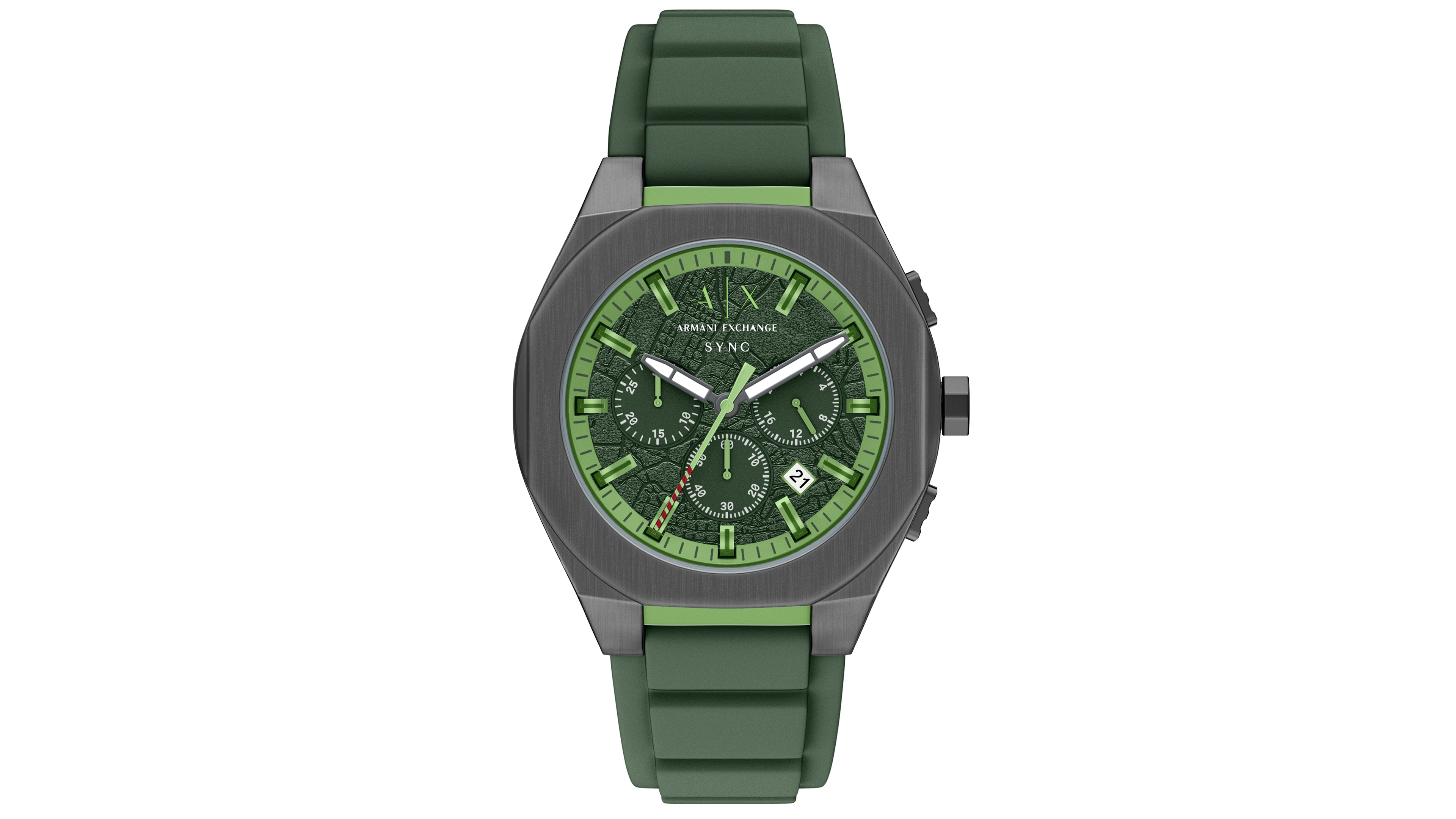 Armani Exchange Men's Sync Quartz Chronograph Green Silicone Watch, 44mm