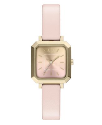 Armani Exchange Women's Quartz Three-Hand Pink Leather Watch, 27mm