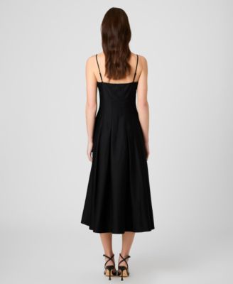 Women's Sateen Pleated Midi Dress