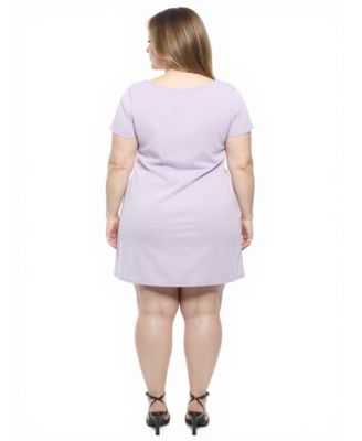 Plus Size Solid Round Neck Shift Dress