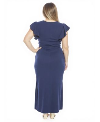 Plus Size Tulip Hem Faux Wrap Maxi Dress