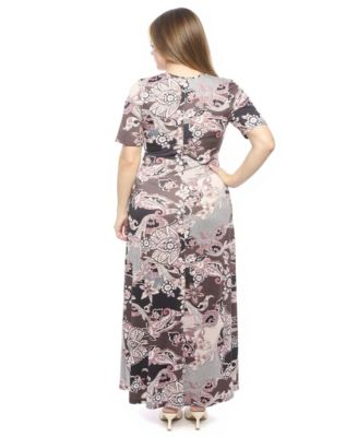 Plus Size Paisley Scoop Neck Maxi Dress