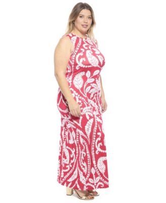 Plus Size Paisley Side Slit Bodycon Maxi Dress