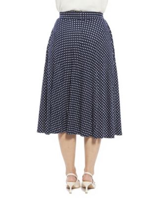Plus Size Polka Dot Pocket A-Line Skirt