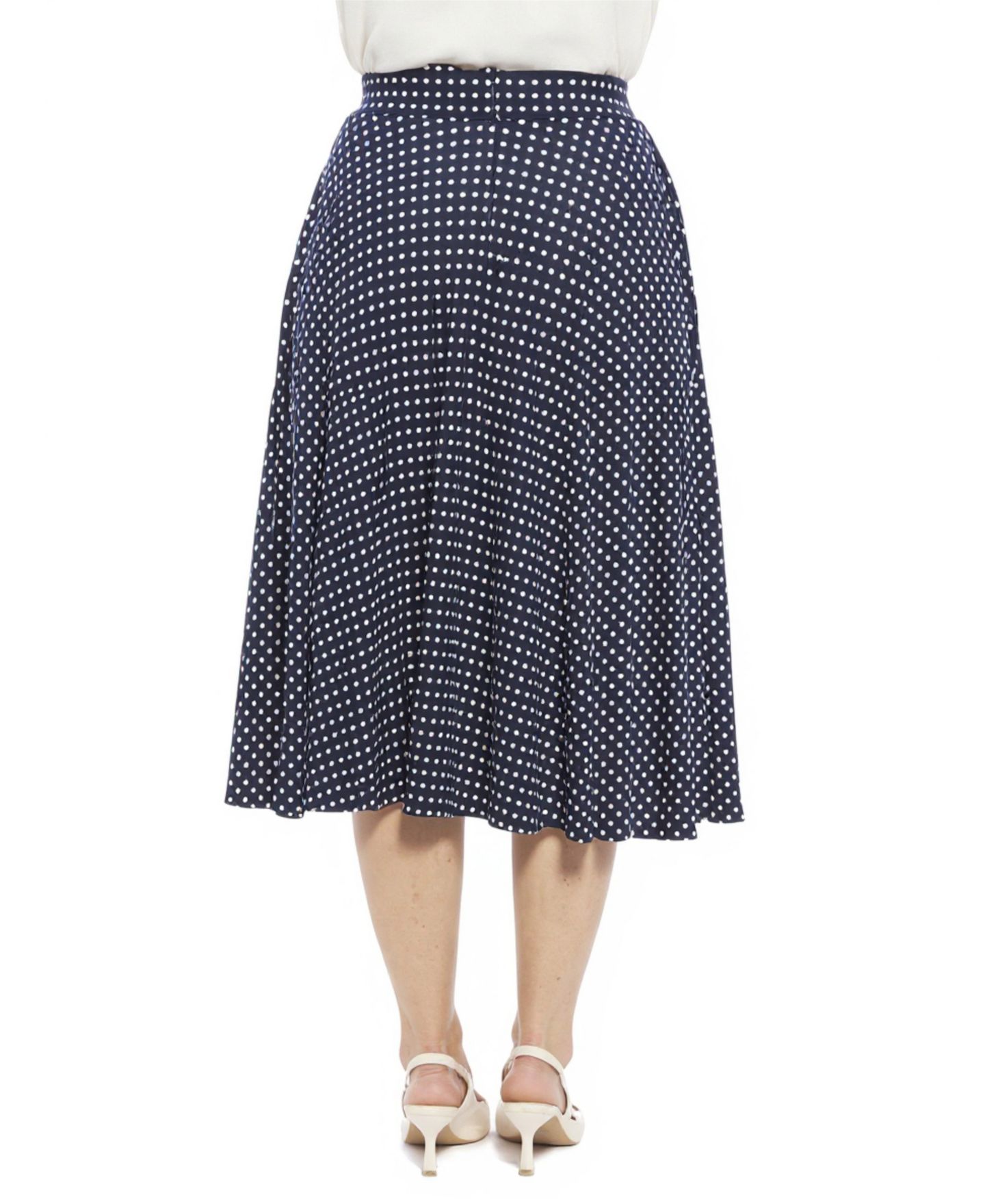 Женская юбка 24seven Comfort Apparel Plus Size Polka Dot Pocket A-Line, цвет: Синий разноцветный — фото 3