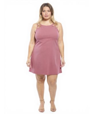 Plus Size Round Neck Sleeveless Mini Shift Dress