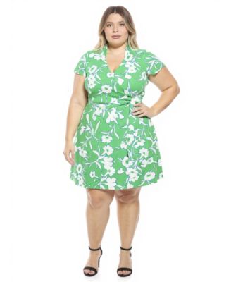 Plus Size Floral Side Tie Wrap Dress