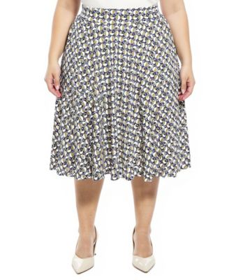 Plus Size Geometric Elastic Waist Pocket Skirt