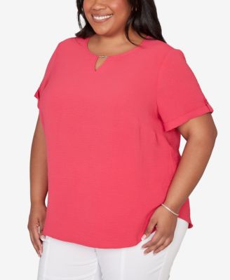 Plus Size The Royal Treatment Solid Rolled Short sleeve Top