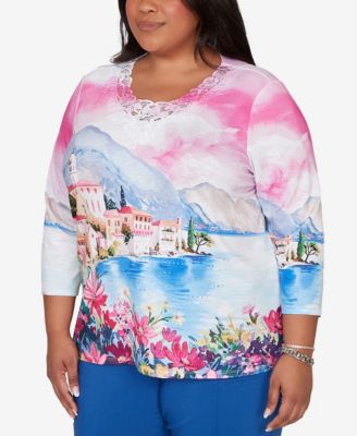 Plus Size The Royal Treatment Embellished Lake Como Scenic Top