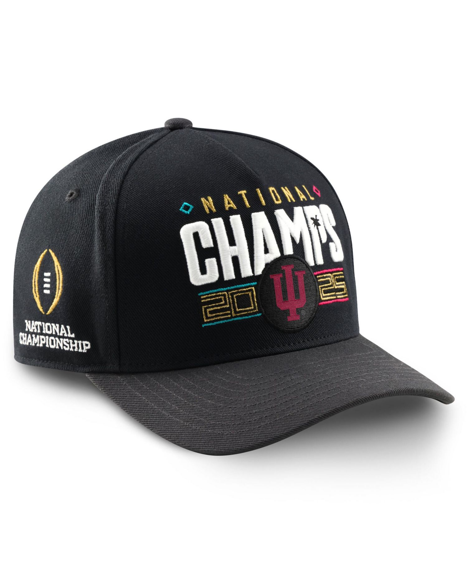 Men's Black/Anthracite Indiana Hoosiers 2025 College Football Playoff National Champions Locker Room Rise Structured Hat