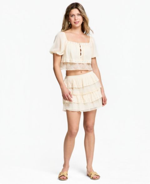 Женская юбка And Now This Chiffon Lace Mini, цвет: Palomino