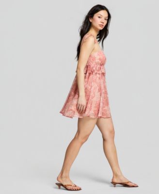 Women's Paisley Ruffle Mini Dress