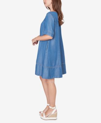 Petite Lace-Up Neck Tipped Dress