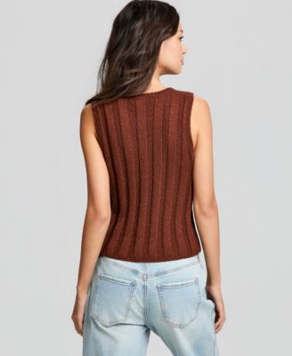 Women's Slub Ribbed Sweater Tank Top