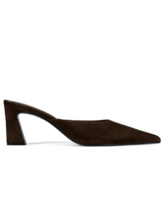 Unamused Block-Heel Pointed-Toe Mules