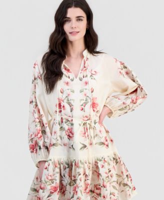 Women's Cotton Placed-Print Mini Dress