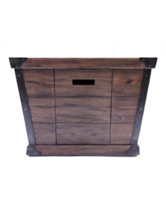 32 Inch W 24 Inch H Square Concrete Gas Fire Pit Brown Wood Pattern 40000 BTU Tank Inside