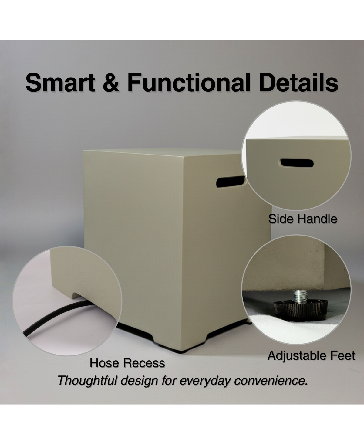 Flynama 16 Inch Propane Tank Cover 20 Lb Outdoor Storage Hideaway Table Concrete Tank Holder Cement Grey Light Grey