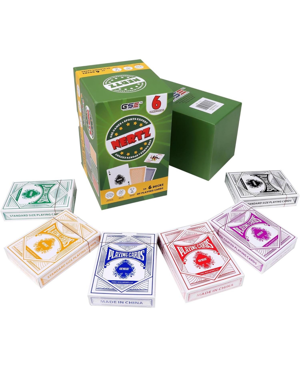 Gse Games & Sports Expert -Deck Nertz Card Game Set, Multi-colored Playing Cards for Poker, Blackjack, Rummy, Go Fish