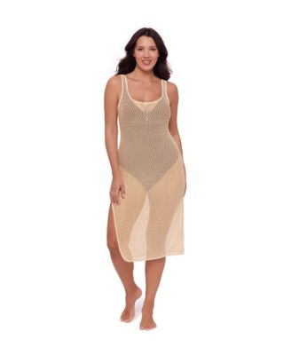 Women's S3 Front Slit Crochet Swimsuit Coverup Dress