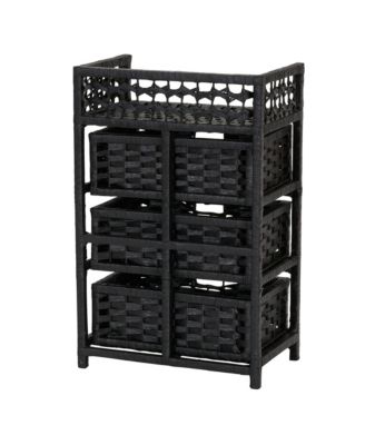 Woven 3 Drawer Chest with Cutout Handles, Paper Rope Stained