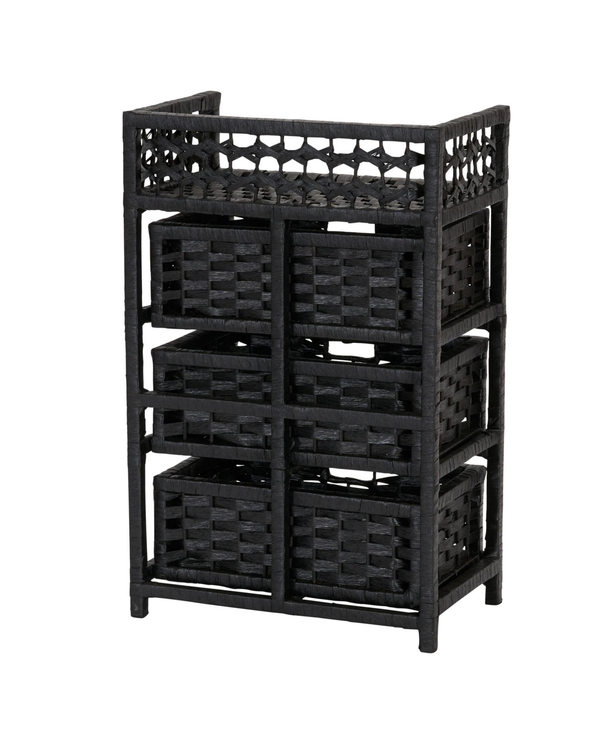 Household Essentials Woven 3 Drawer Chest with Cutout Handles, Paper Rope Stained