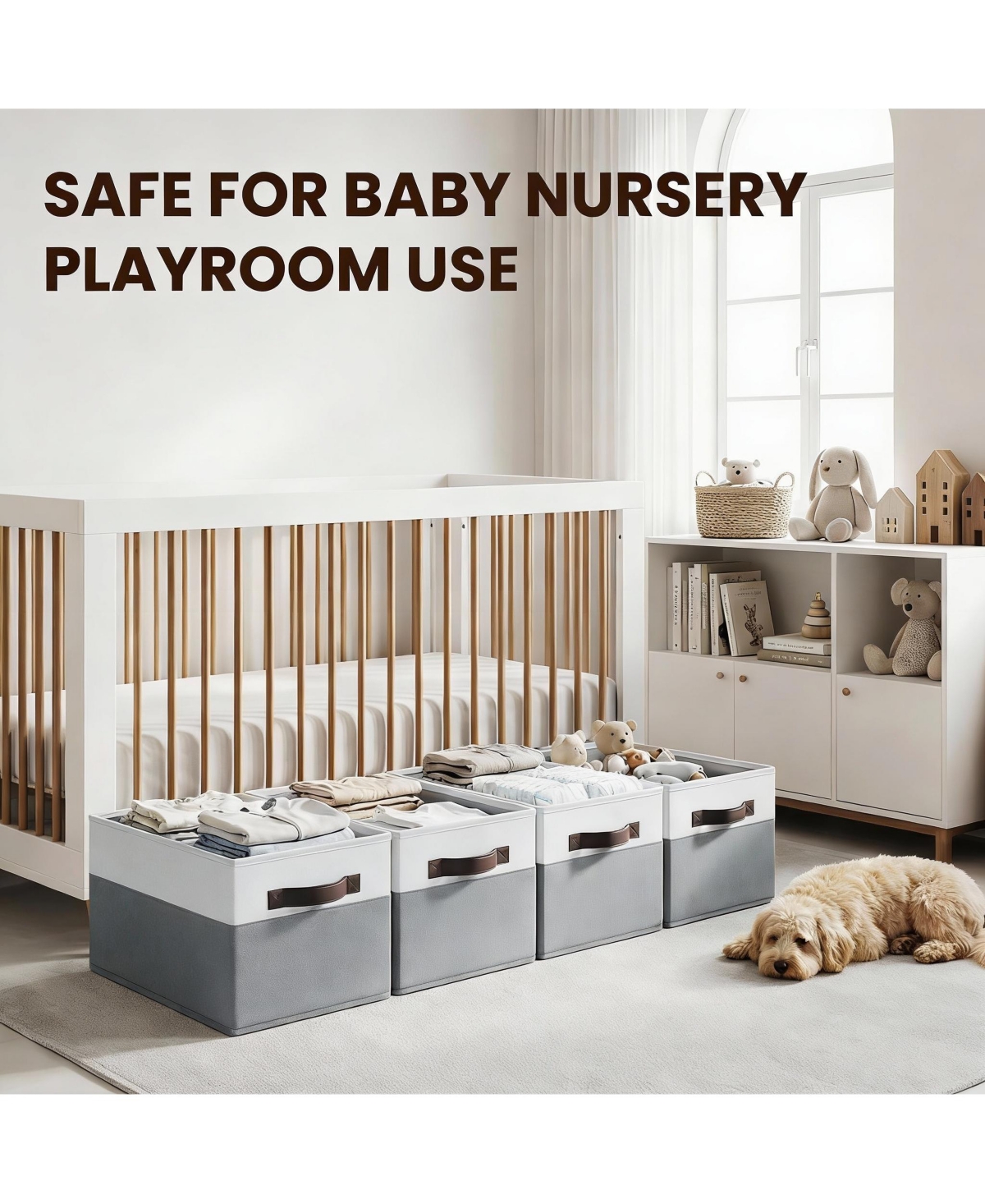 Yigii 4-Pack Collapsible Fabric Storage Bins with Handles for Home Organization