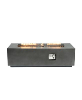 60 Inch Outdoor Rectangle Propane Fire Pit Table 60000 BTU Auto Ignition Concrete Fire Table with Waterproof Cover and Lava Rocks