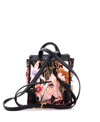 Mini Gancini Flap Drawstring Backpack Printed Gancini Nylon and Leather