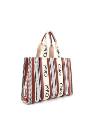 Large Woody Tote Striped Linen