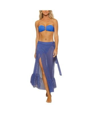 Women's Honeycomb Lattice Wrap Maxi Skirt Cover-up