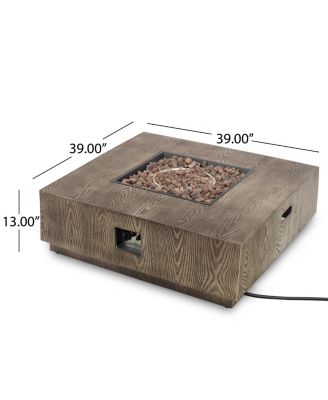 Wellington Square Iron Fire Pit with Wood Pattern 50000 BTU Tank Outside