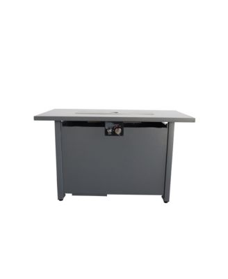 50000 BTU 42 Inch W 25 Inch H Steel Outdoor Fire Pit Table Black Smoked Glass Top Push Button Ignition