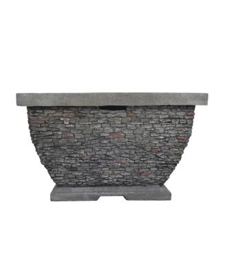 32 Inch MgO Light-Weight Concrete Wood Burning Square Fire Pit Grey for Outdoor Patio Backyard