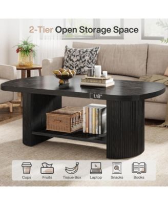 Oval Coffee Table, 45.27" Mid-Century Accent Table