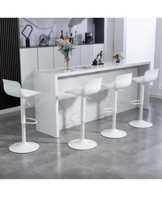 Modern PU Leather Adjustable Swivel Bar Stools (Set of 2) - White