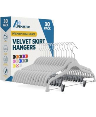 Velvet Skirt Hangers, Adjustable Clips, 360degree(s) Swivel Hook, Non-Slip Shoulder Notch, Holds 10 lbs, Pack of 30