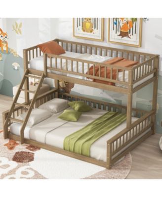 Twin XL over Queen Bunk Bed with Ladder and Guardrails