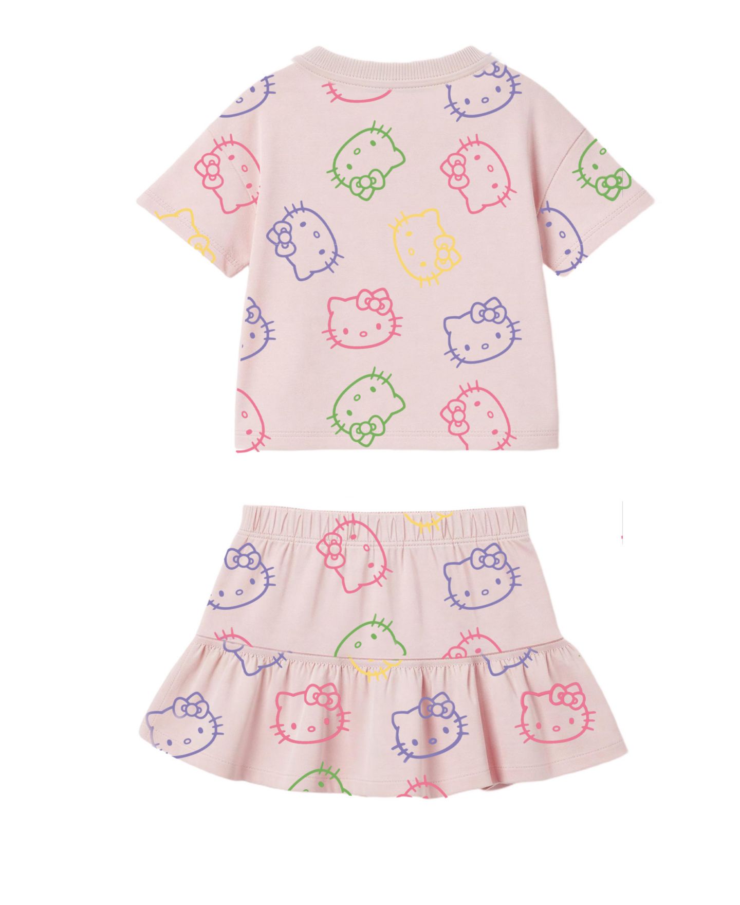 Детский комплект Hello Kitty: футболка с коротким рукавом и юбка-шорты, 2T-6X, цвет: Розовый — фото 1