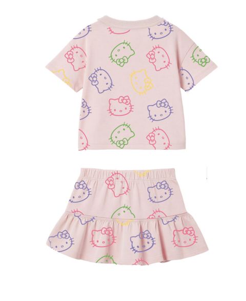 Детский комплект Hello Kitty: футболка с коротким рукавом и юбка-шорты, 2T-6X, цвет: Розовый