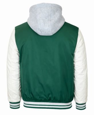 Men's Ribbed Collar Hooded Varsity Jacket
