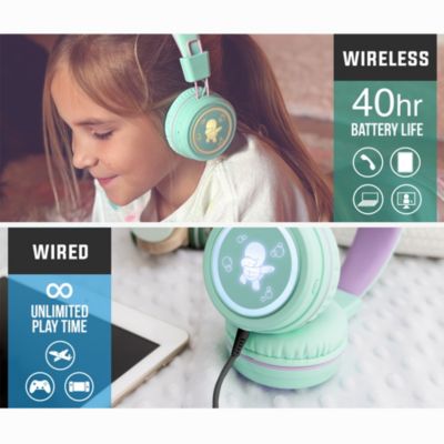 KidJamz KJ55BT (2 Pack) Bluetooth Wireless Headphones for Kids w/ LED Lights