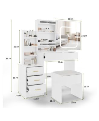 Vanity Desk  Mirror and LED Lights Makeup Vanity Desk  for Bedrooms, Apartments, Easy to Assemble