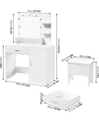 Vanity Desk Mirror Lights Makeup Vanity Table for Bedrooms, Apartments, Easy to Assemble
