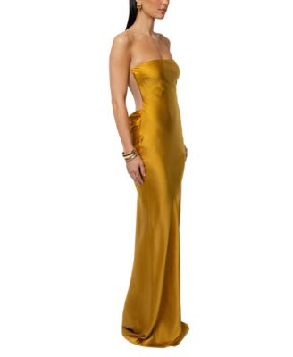 princess polly baby blue dress Gold Charmeuse Floor Length Mother of Bride Dress with Shawl main image 1
