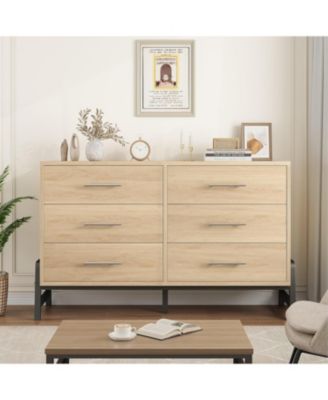 6-Drawer Wooden Dresser, 52" Wide Storage Chest for Bedroom, Living Room, or Entryway – Freestanding Closet Organizer