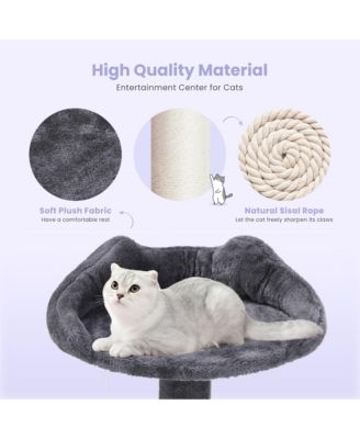 70" Grey Large Cat Tree Tower: Multi-Level, Scratching Post, Jumping Platform Space